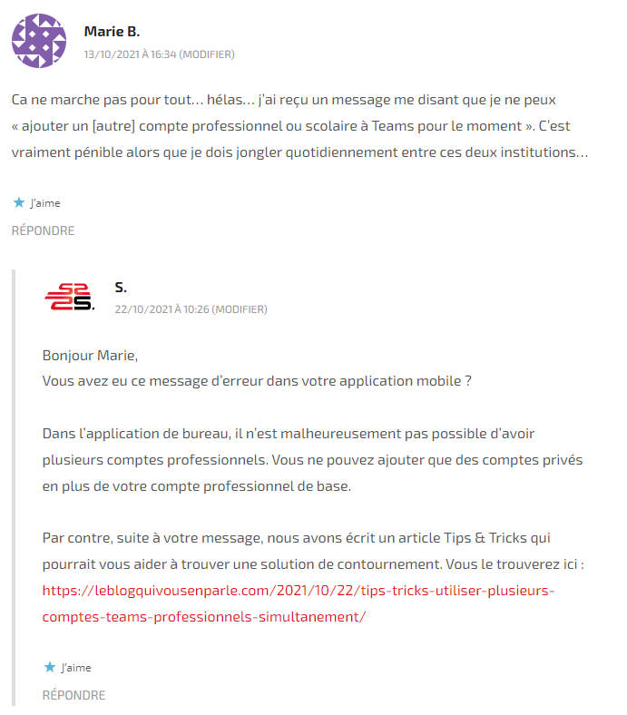 Commentaire de Marie B. sur leblogquivousenparle